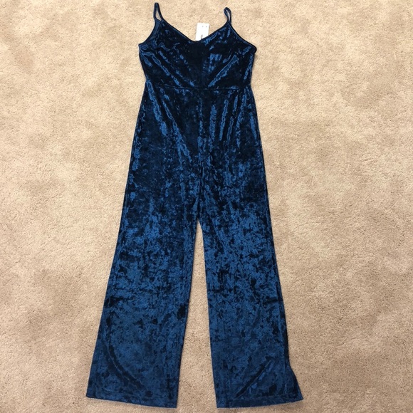 COCO Pants - NWT Coco Velvet Blue Jumpsuit! Amazing Fabric